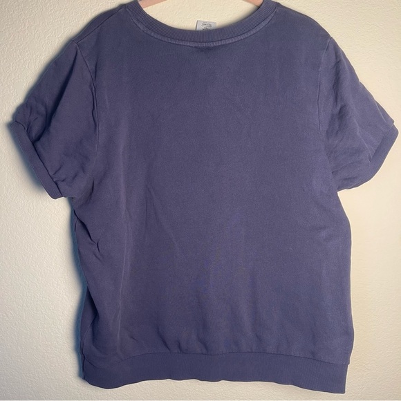 Disneyland Mickey Mouse Pluto Sweatshirt Womens Large Blue Short Sleeve - Picture 2 of 9